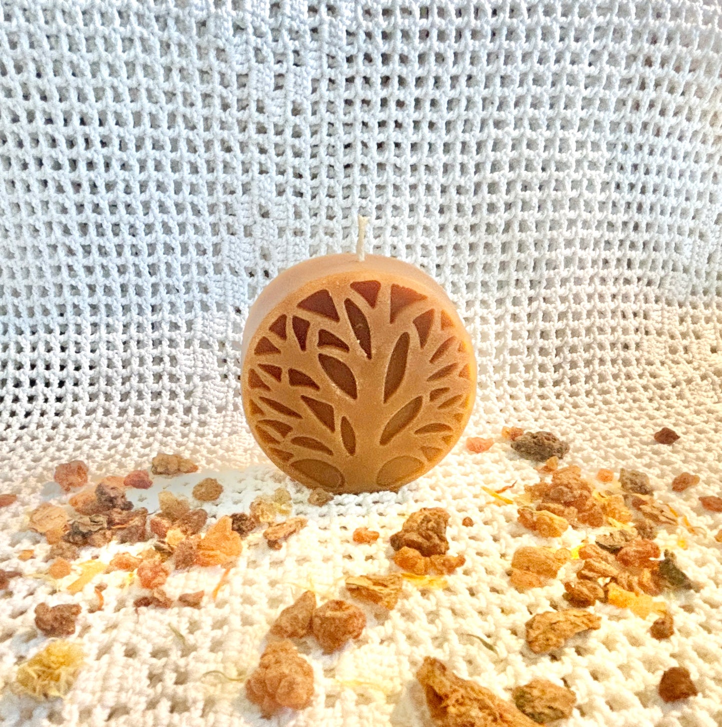 Tree of life beeswax candle